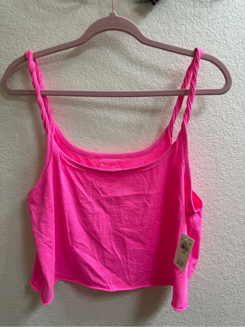 aerie Neon Pink Twisted-Strap Crop Tank